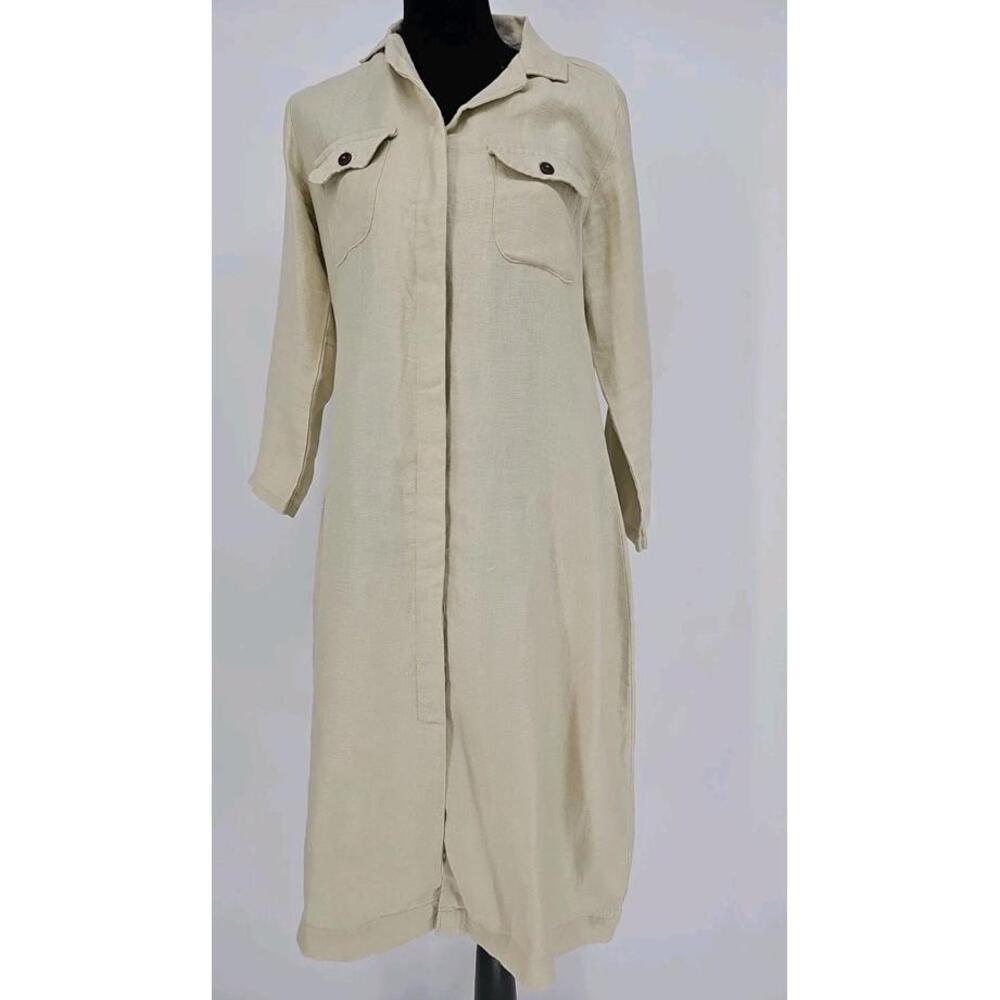 Lady‎ Summer 100% Linen Shirt Dress Tunic Beach Dress Tropic Of Linen Sz 12